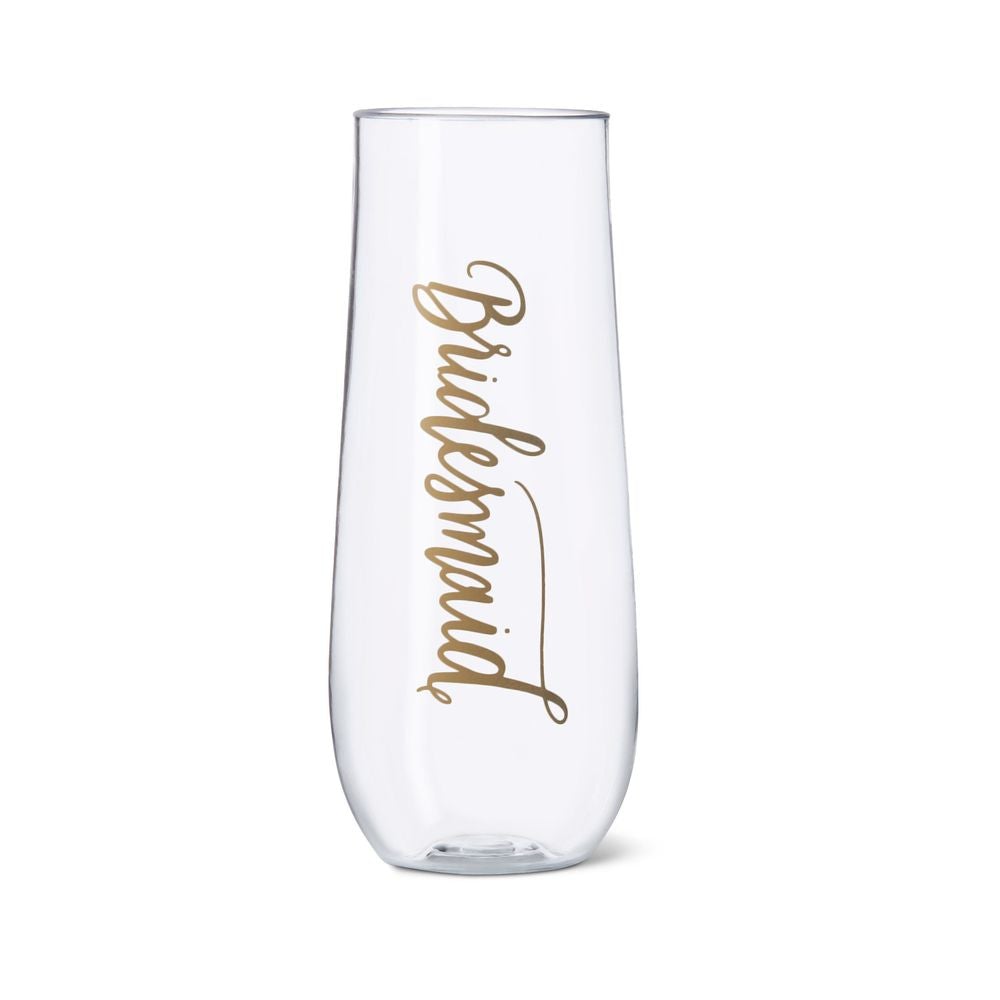 Bridesmaid Plastic Stemless Champagne Glasses