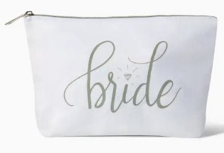 White/Silver Canvas Bride Makeup Bag - Your Private Bar