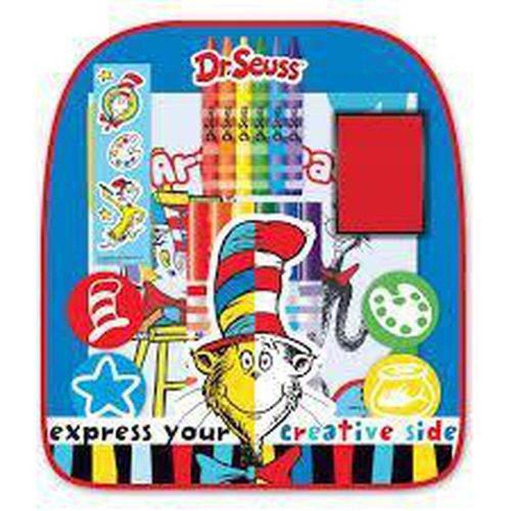 Dr. Seuss Art Case | 43 Piece Travel Art Set for Children | Includes  Markers, Crayons, Stickers, and Watercolors | Gift for Kids