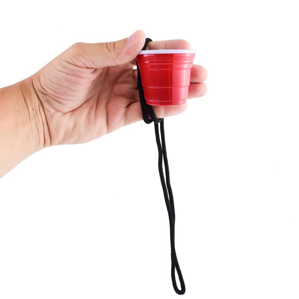 Reusable Plastic Red Shot Cup with Lanyard-Your Private Bar
