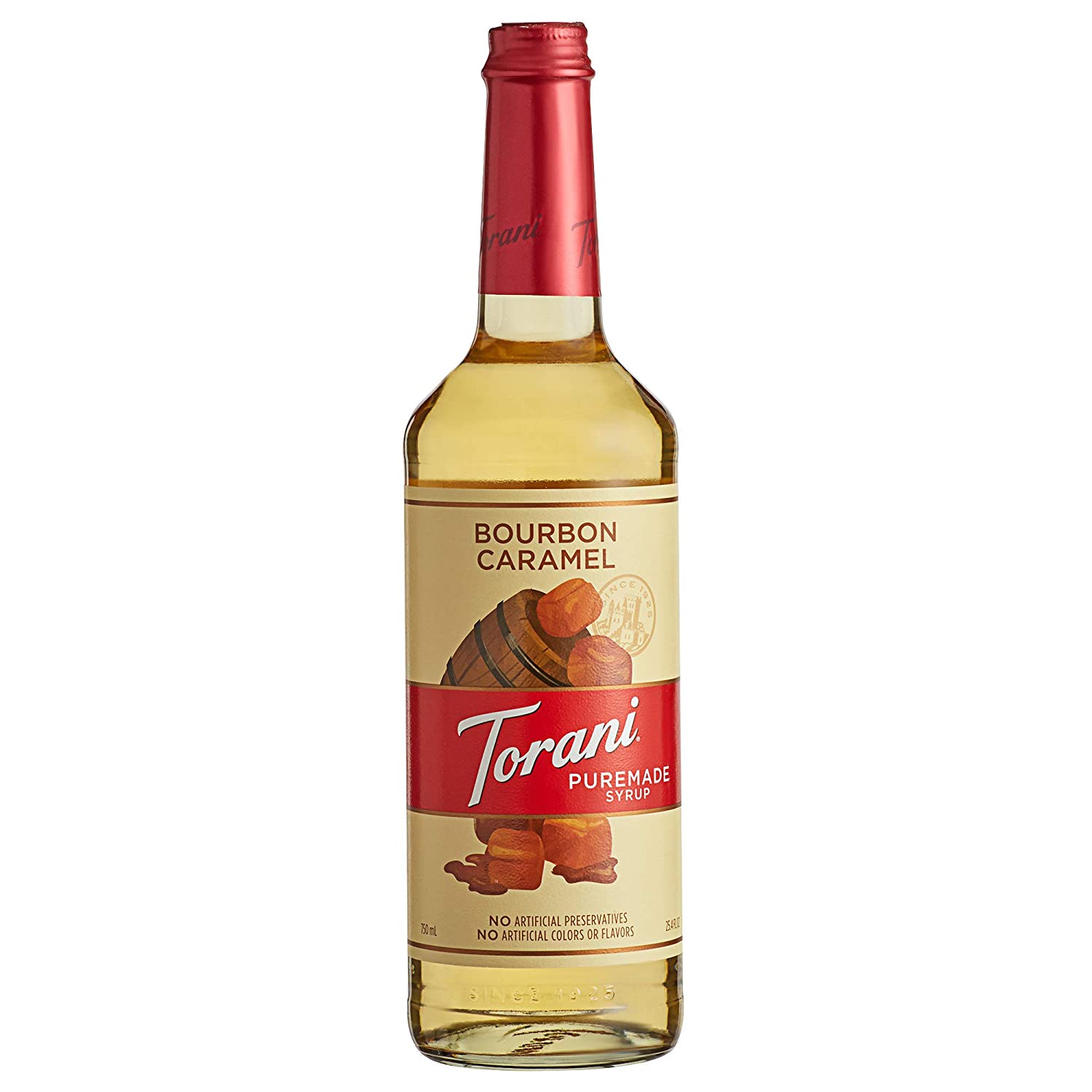 Torani 750 mL Puremade Bourbon Caramel Flavoring Syrup-Your Private Bar