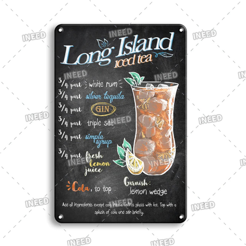 Vintage Metal Tin Sign Decorations Gin & Tonic Cocktail Plate Decorati –  Your Private Bar
