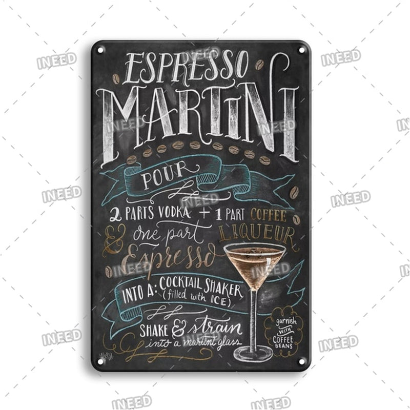 Vintage Metal Tin Sign Decorations Gin & Tonic Cocktail Plate Decorative Poster Plaque Retro Bar Kitchen Home Wall Decor-Your Private Bar