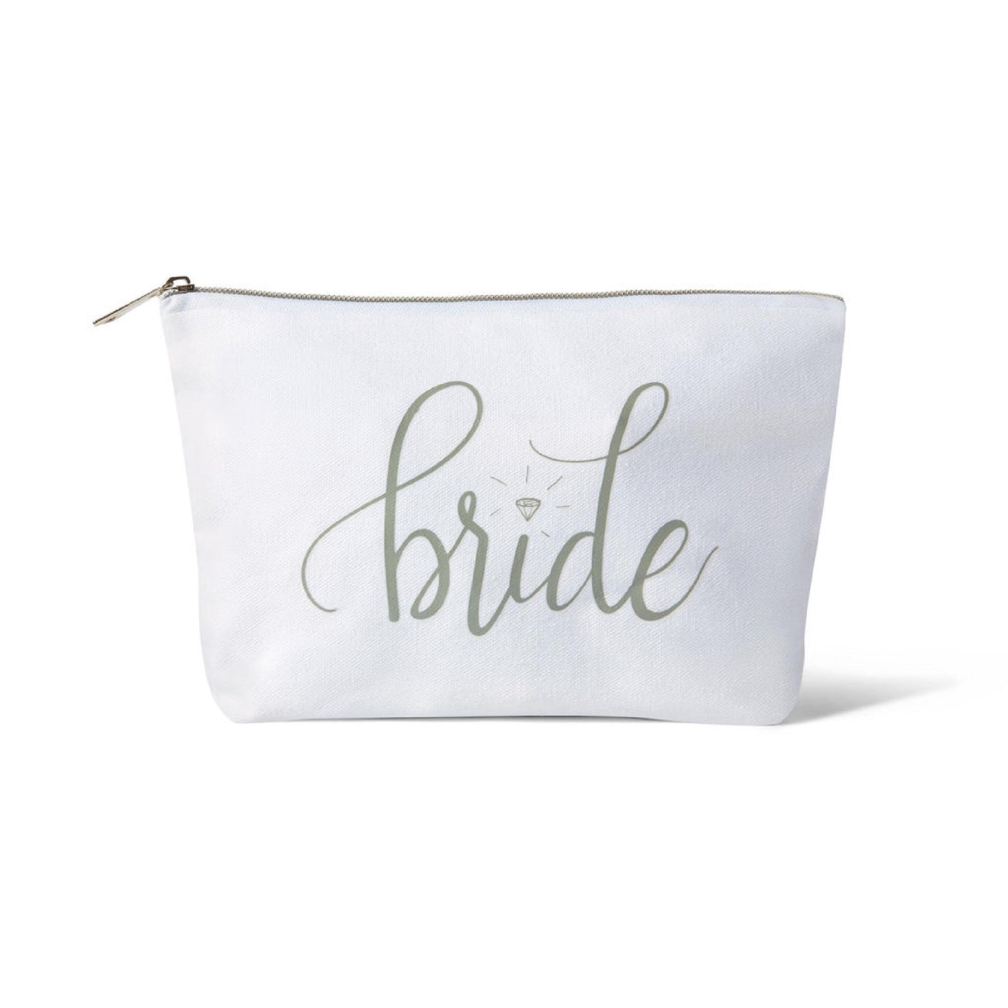 White/Silver Bride Makeup Bag in Canvas-Your Private Bar