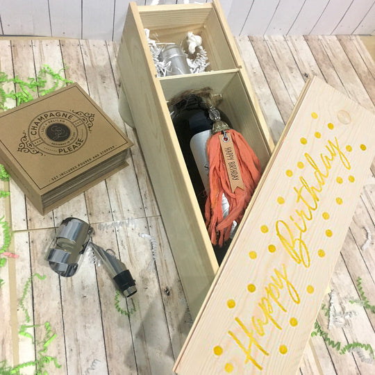 Wood Wine Box - Happy Birthday-Your Private Bar